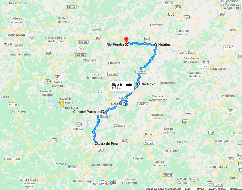 Encontrado corpo de mulher levada pela correnteza na MG-133 4 mapa estrada