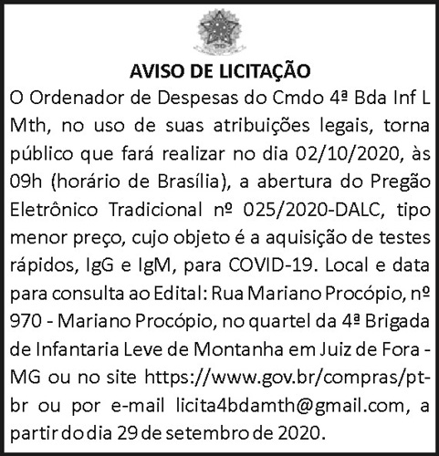 Aviso de Licitação 4 1 4BDA 025