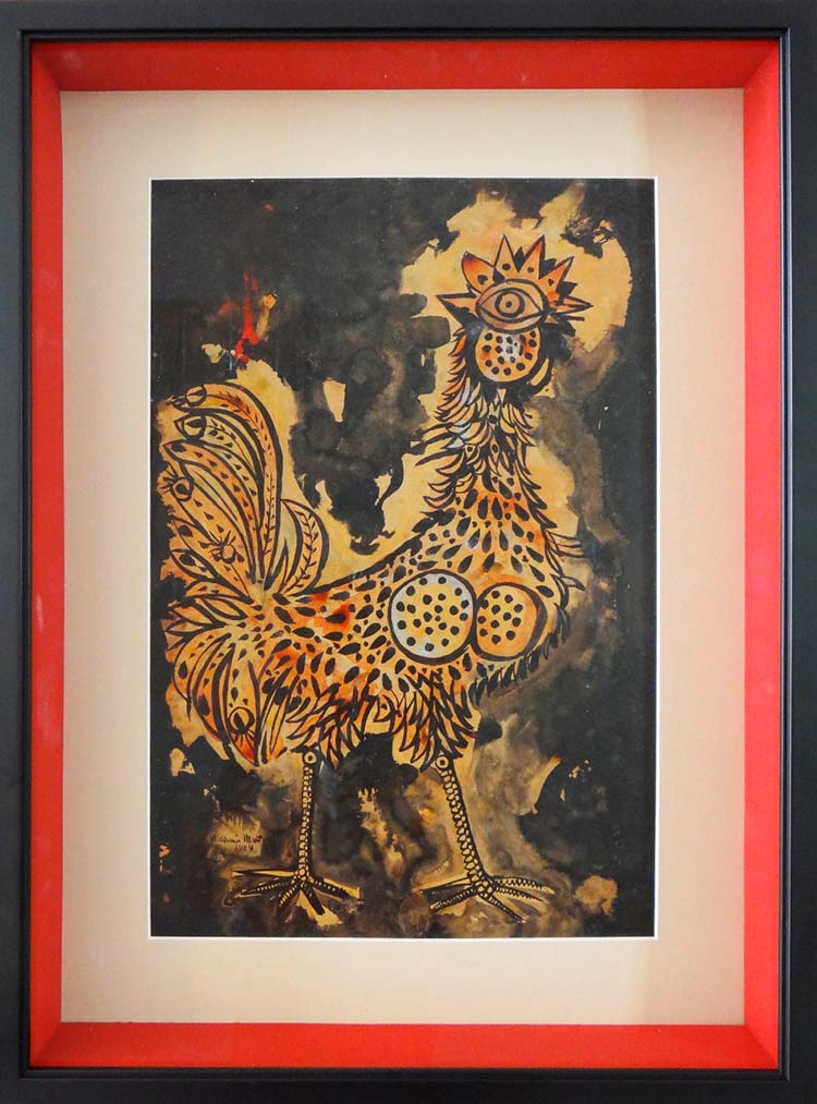 Museu Murilo Mendes expande acervo com obras apreendidas pela Receita 2 Aldemir Martins – Galo 1954 mista sobre papel 655 x 485 cm com moldura Foto Valtencir Almeida MAMM