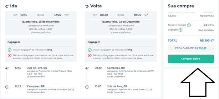 Passagens aéreas ida e volta por apenas R$ 293 nos voos de JF 2 BLACK5
