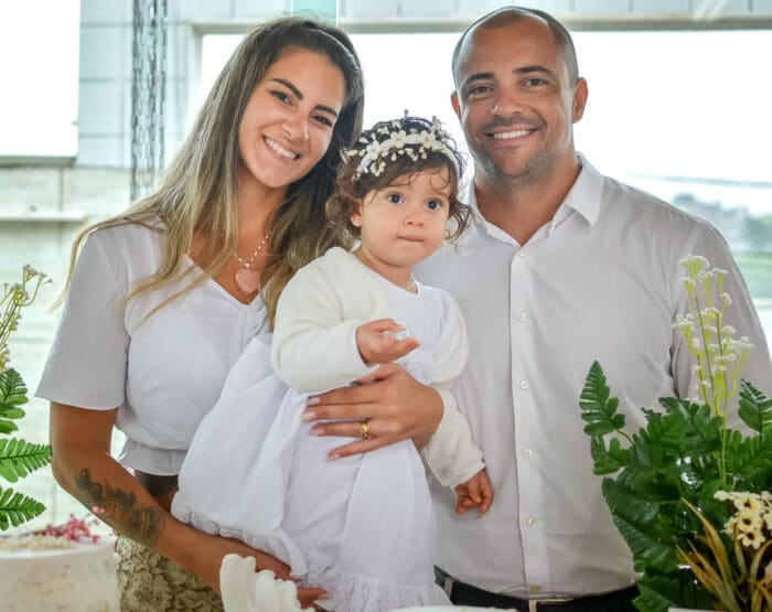 Mariana Torres e João Paulo Garcia no batizado da filha Mariah 1 Mariana Torres e João Paulo Garcia no batizado da filha Mariah FOTO: BRENDHA TORRES