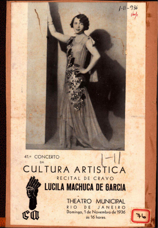 Livro resgata a trajetória do cravo no Rio de Janeiro durante o século XX 2 Cravo programa do primeiro recital de cravo no Theatro Municipal do RJ 1936 e1622567460683