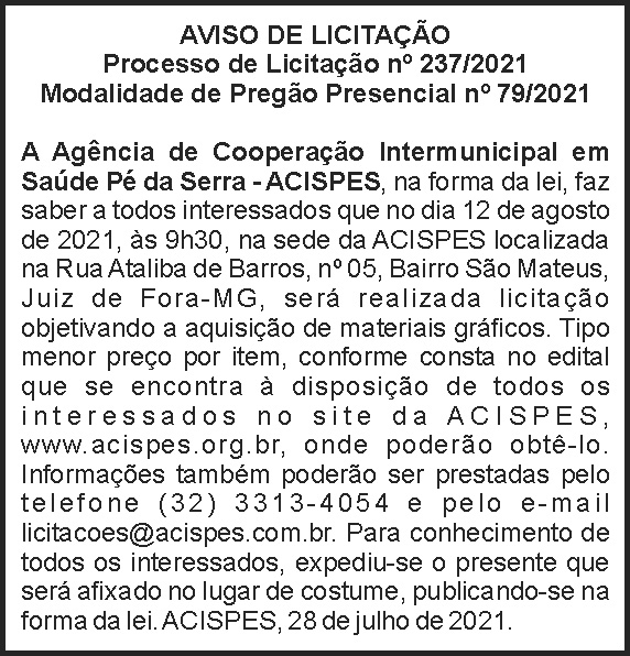 Acispes - Aviso de Licitação 4 1 ACISPES 237