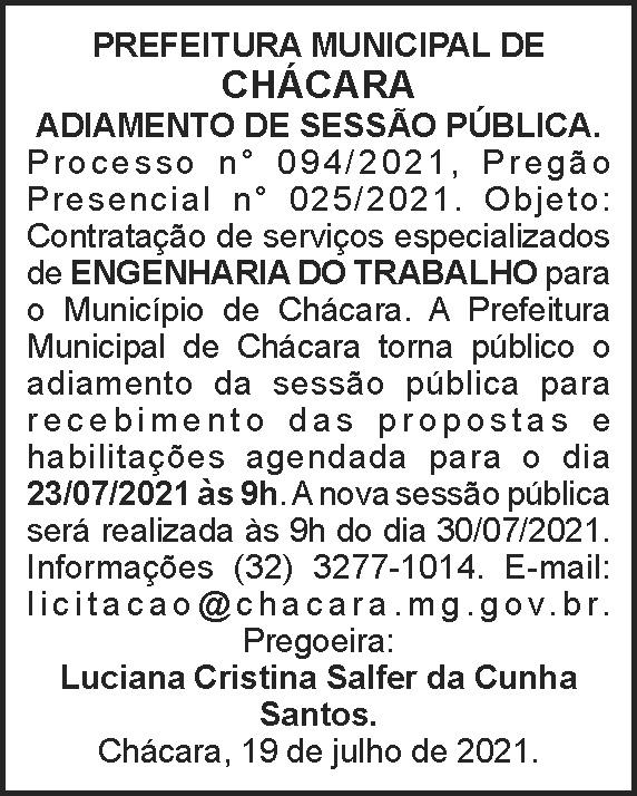 Prefeitura Municipal de Chácar 4 1 CHACARA 094 1