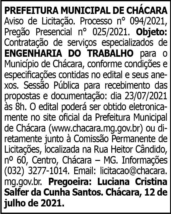 Prefeitura Municipal de Chácara 4 1 CHACARA 094