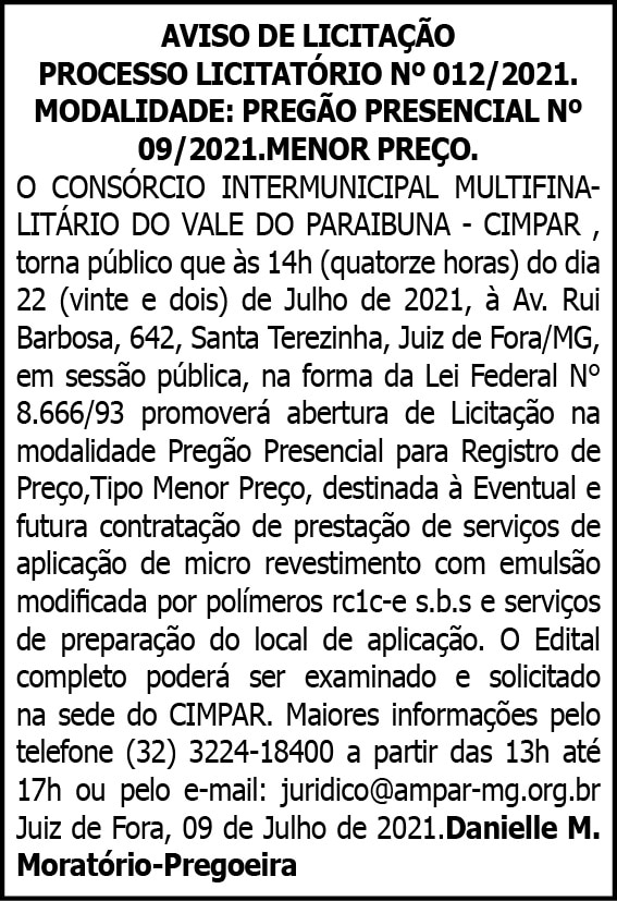 Aviso de Licitação 4 1 CIMPAR 012