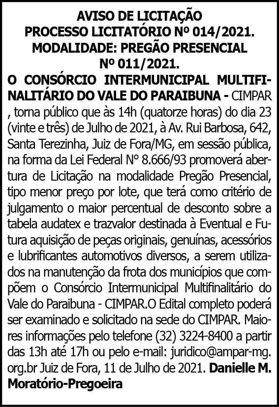 Aviso de Licitação 4 1 CIMPAR 014