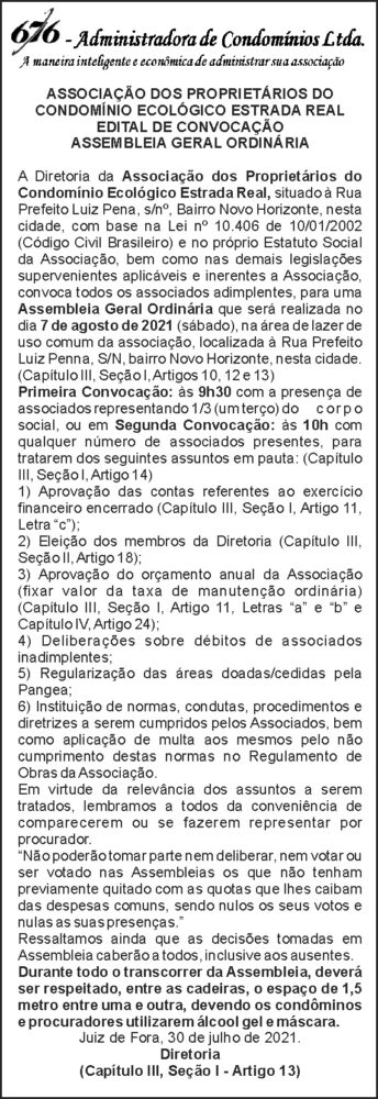 Administradora de Condomínios Ltda. 4 1 ESTRADA REAL