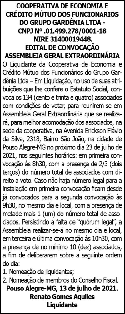 Cooperativa de Economia e Crédito Mútuo dos Funcionários do Grupo Gardênia Ltda 4 1 GARDENIA
