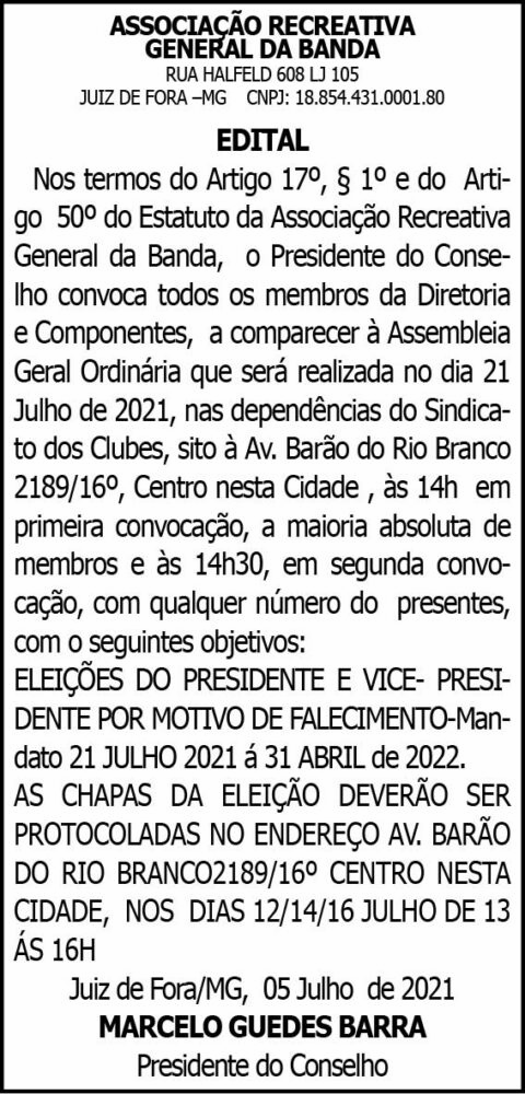 Associação Recreativa General da Banda - Edital 4 1 GENERAL