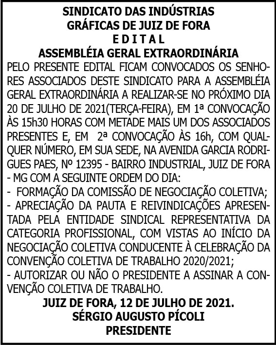 Sindicato das Indústrias Gráficas de Juiz de Fora - Edital 4 1 GRAFICA