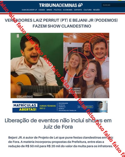 Notícia atribuída à Tribuna sobre show clandestino feito por vereadores é falsa 1 fakenewstribuna
