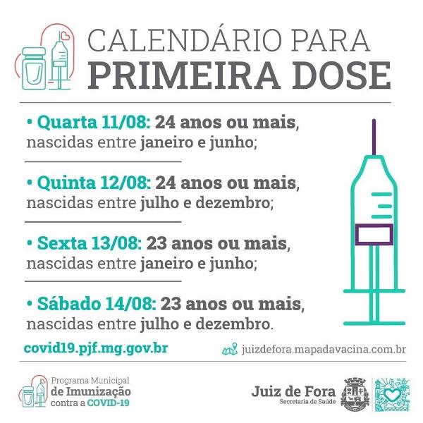 09-08-2021 calendário vacinação PJF 09-08-2021 calendário vacinação PJF