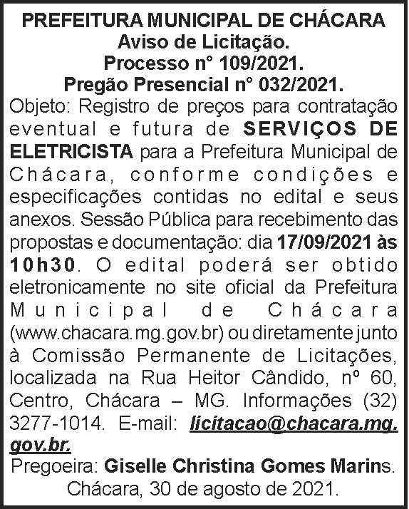 Prefeitura Municipal de Chácara - Processo Nº 109 4 1 CHACARA 109