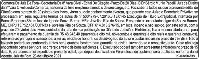 Comarca de Juiz de Fora - Edital de Citação 4 1 DEST2x3 1
