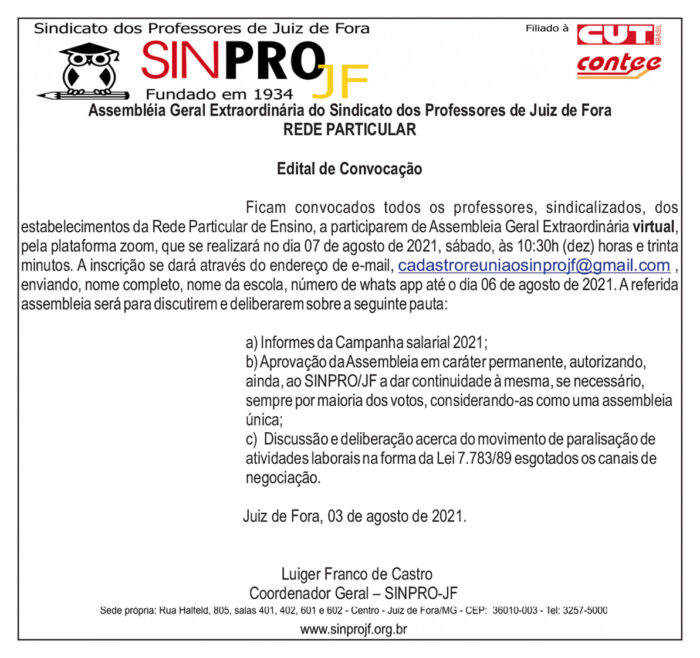 Sinpro-JF - Edital de Convocação 4 1 SINPRO