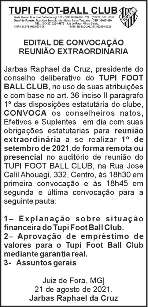 Edital de Reunião Extraordinária - Tupi 4 1 TUPI