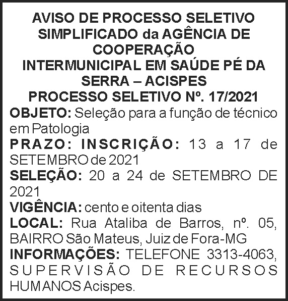 Aviso de processo seletivo - Acispes 4 1 ACISPES 17