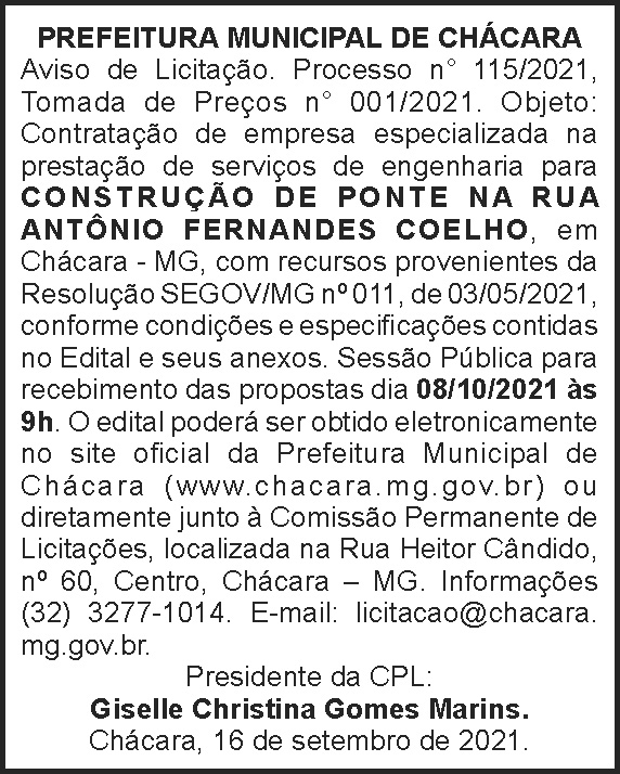 Prefeitura Municipal de Chácara 4 1 CHACARA 115