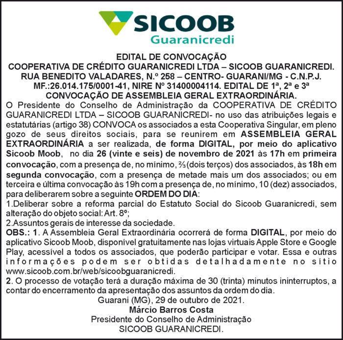Edital de convocação - Sicoob 4 1 AGE