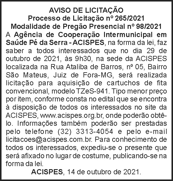 Edital de licitação - Acispes 4 1 ACISPES 265