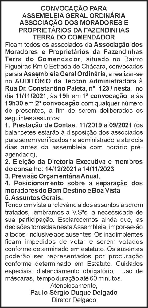 Assembleia Geral - Fazendinhas 4 1 COMENDADOR