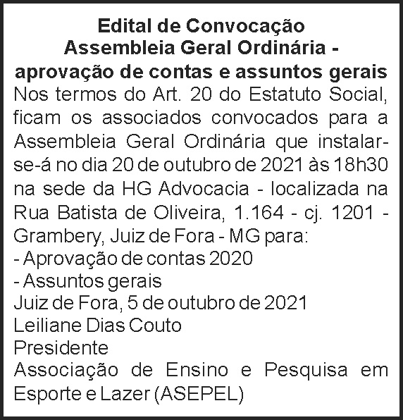 Edital de convocação - Assembléia Geral Ordinária 4 1 ESPORTE 1
