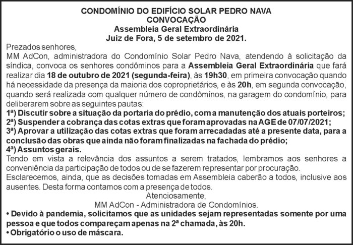 Assembléia Geral - Edifício Solar 4 1 PEDRO NAVA