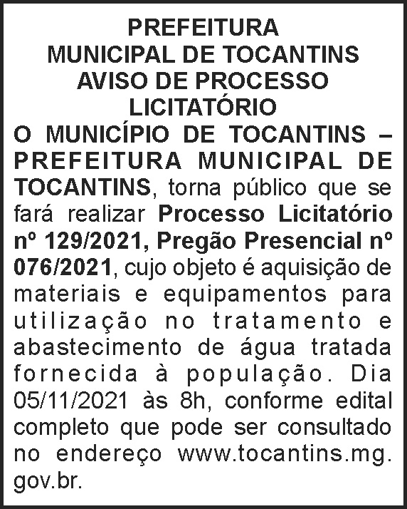 Processo licitatório - Tocantins 4 1 TOCANTINS 129