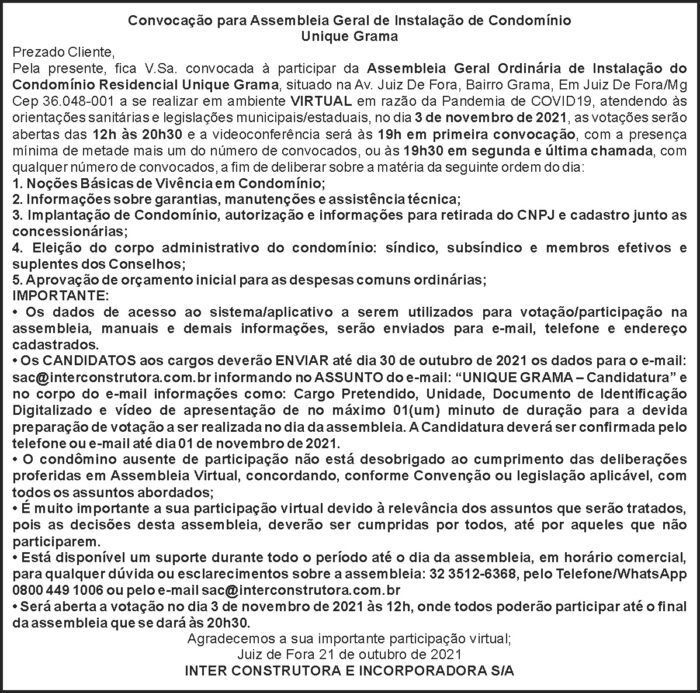 Assembleia Geral - Unique Grama 4 1 UNIQUE GRAMA
