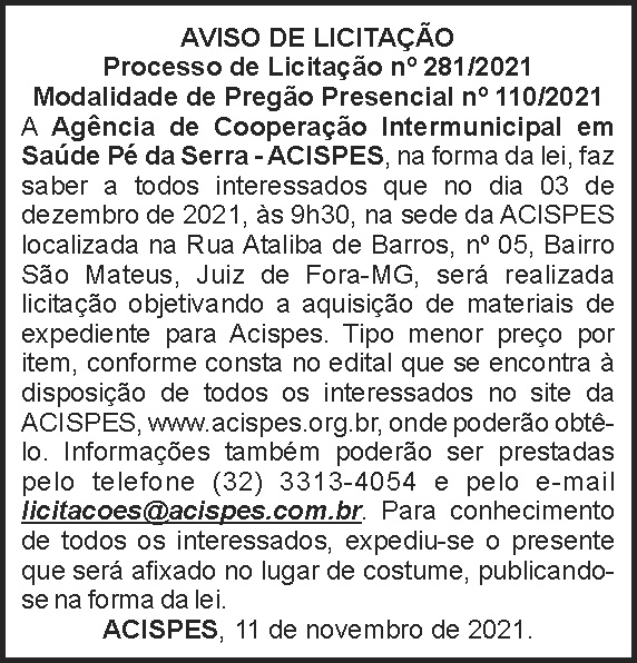 Aviso de licitação - Acispes 4 1 ACISPES 281