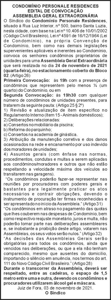 Edital de convocação - Personale Residences 4 1 PERSONALE