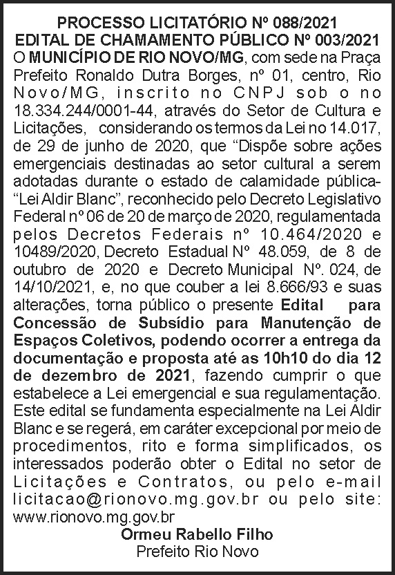 Rio Novo - Processo licitatório 4 1 RIO NOVO 1