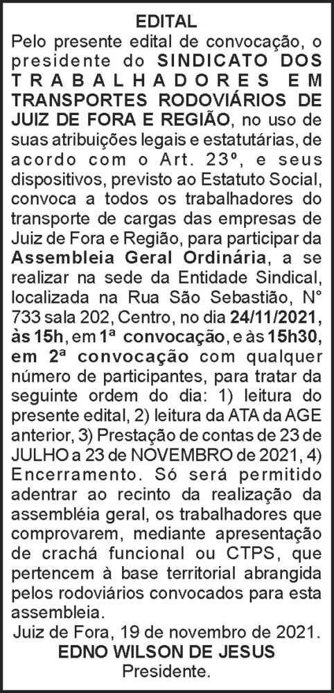 Edital - Sindicato Rodoviários 4 1 RODOVIARIOS