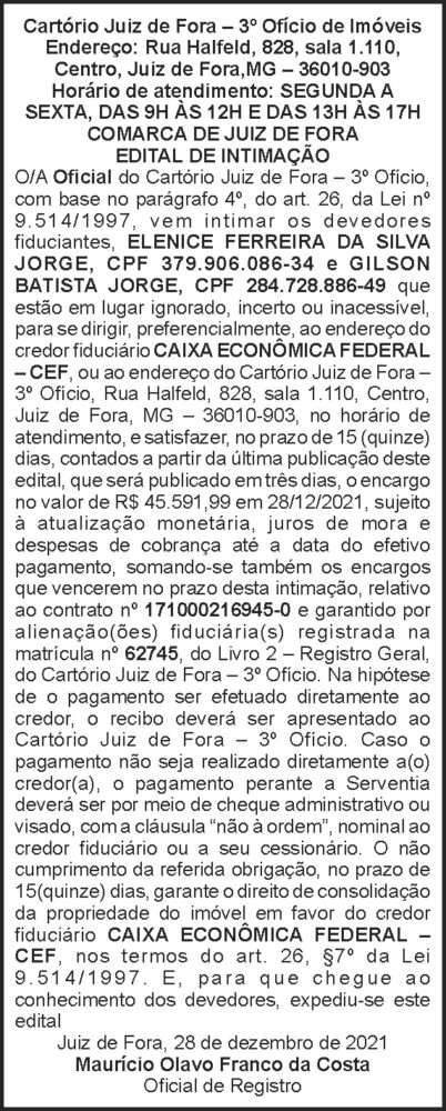 Edital de intimação - Juiz de Fora 4 1 BATISTA
