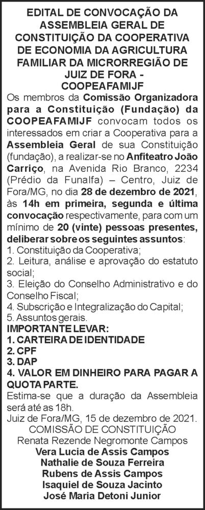 Coopeafami JF - Edital de convocação 4 1 COOPEAFAM