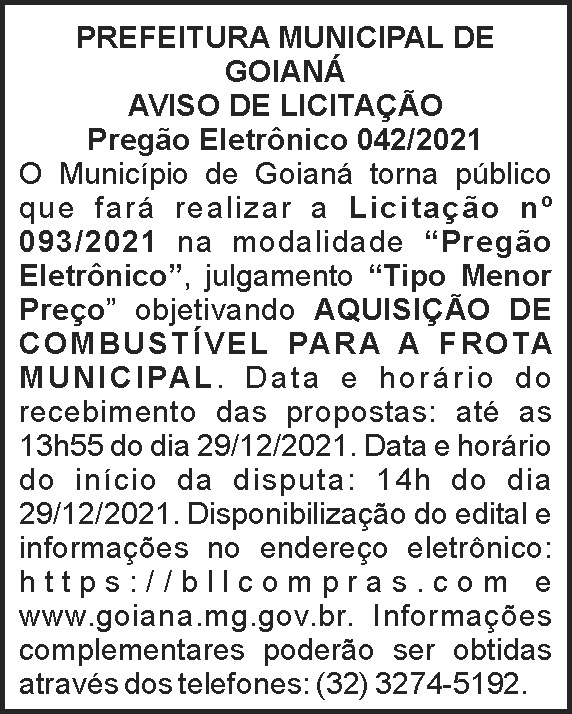 Aviso de licitação - Goianá 4 1 GOIANA 042