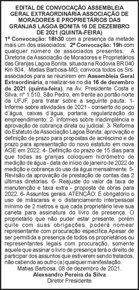 Granjas Lagoa Bonita - Assembleia Geral 4 1 LAGOA BONITA