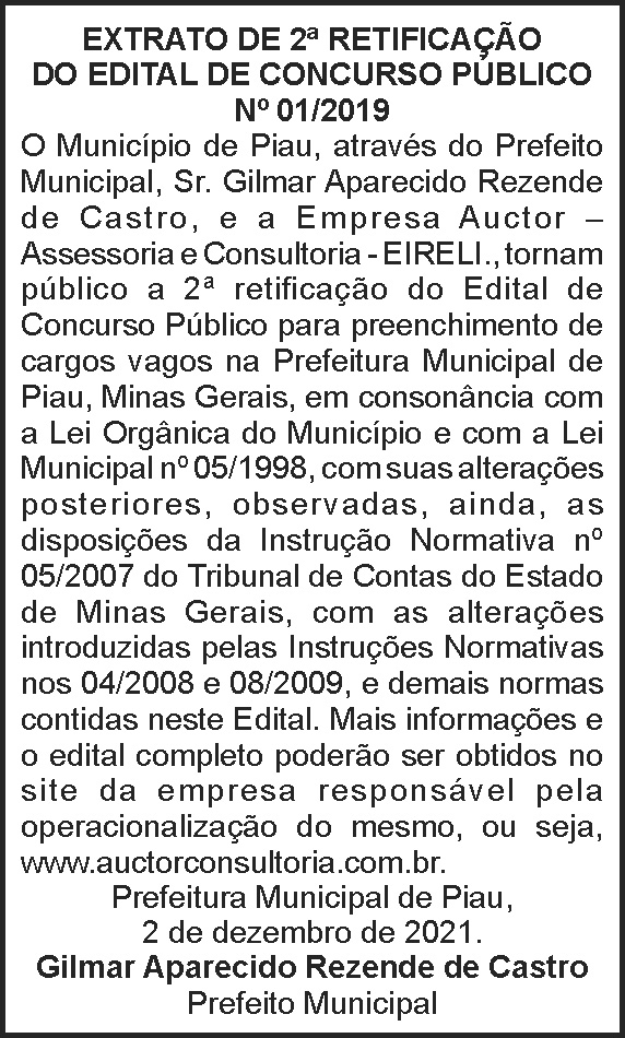 Piau - Retificação Nº01/2019 4 1 PIAU 01