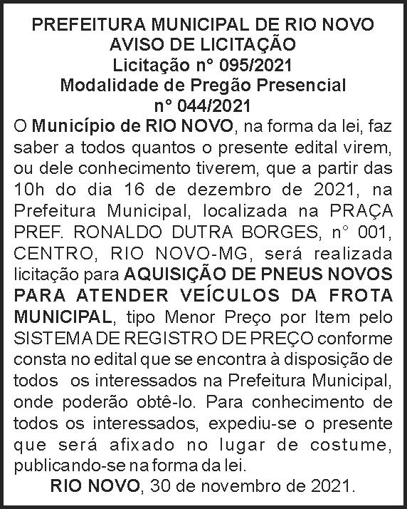 Rio Novo - Licitaçã0 Nº 095 4 1 RIO NOVO 095