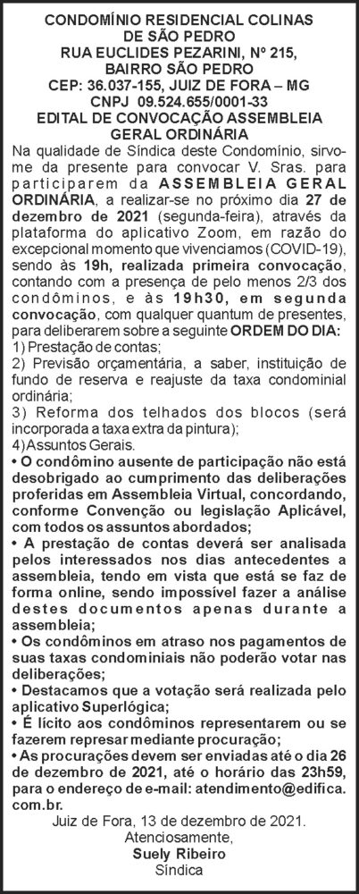 Assembleia - Colinas de São Pedro 4 1 SAO PEDRO