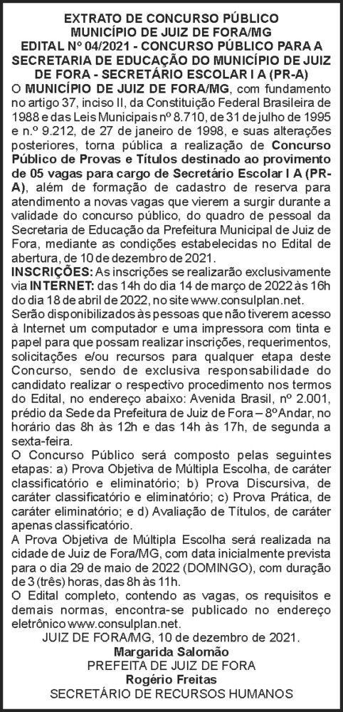 Concurso secretário escolar - JF 4 1 SECRETARIO