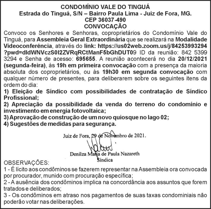 Convocação - Vale do Tinguá 4 1 TINGUA