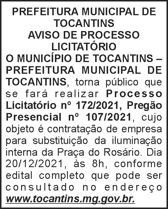 Processo licitatório - Tocantins 4 1 TOCANTINS 172