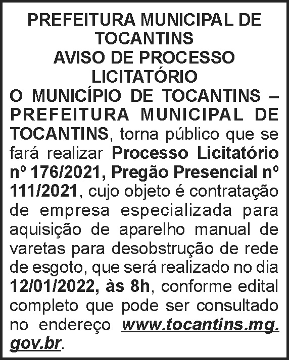 Processo licitatório - Tocantins 4 1 TOCANTINS 176