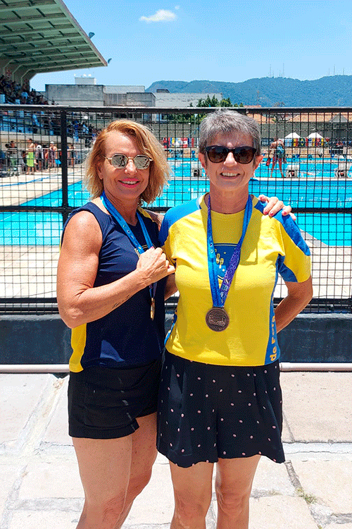 Atletas juiz-foranas são ouro no XII Campeonato Sul-Americano Master de Natação 1 dulce e denise