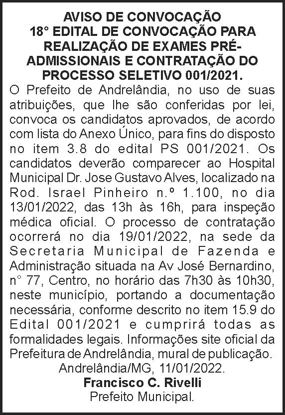 Andrelândia - Aviso de convocaçao 4 1 ANDRELANDIA 18