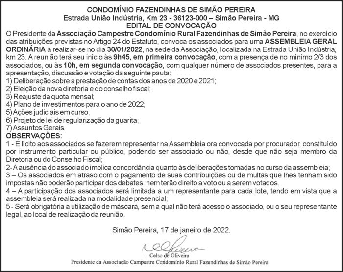 Condomínio Fazendinhas de Simão Pereira 4 1 FAZENDINHA