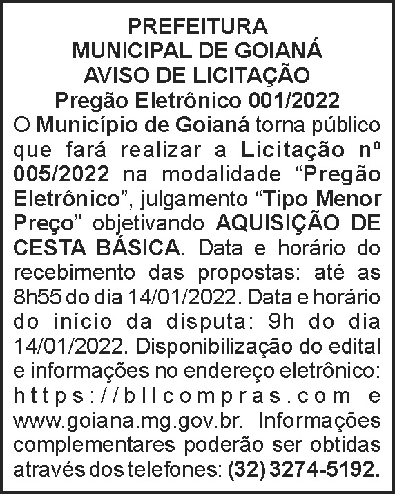 Goianá - Pregão eletrônico 01 4 1 GOIANA 001