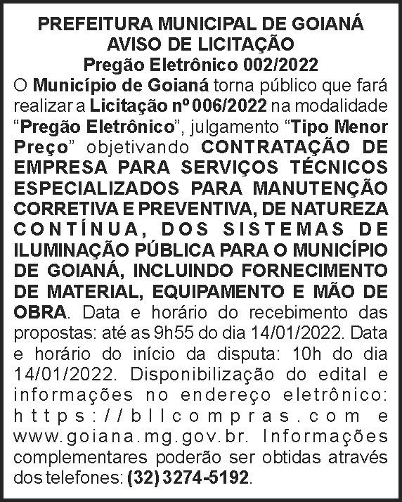 Goianá - Pregão eletrônico 02 4 1 GOIANA 002